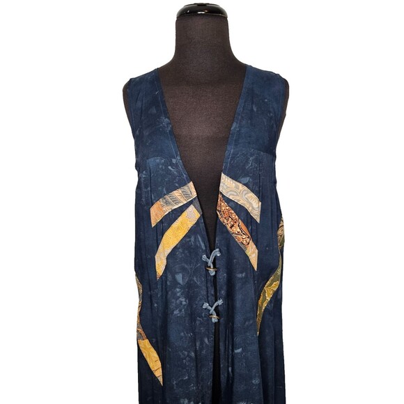 NATIVEWEAR DESIGNS Women's Long Duster Vest Medium Artsy Hippie Boho Ethnic - Picture 2 of 7